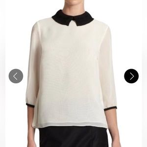 Ted Baker London white blouse with black collar